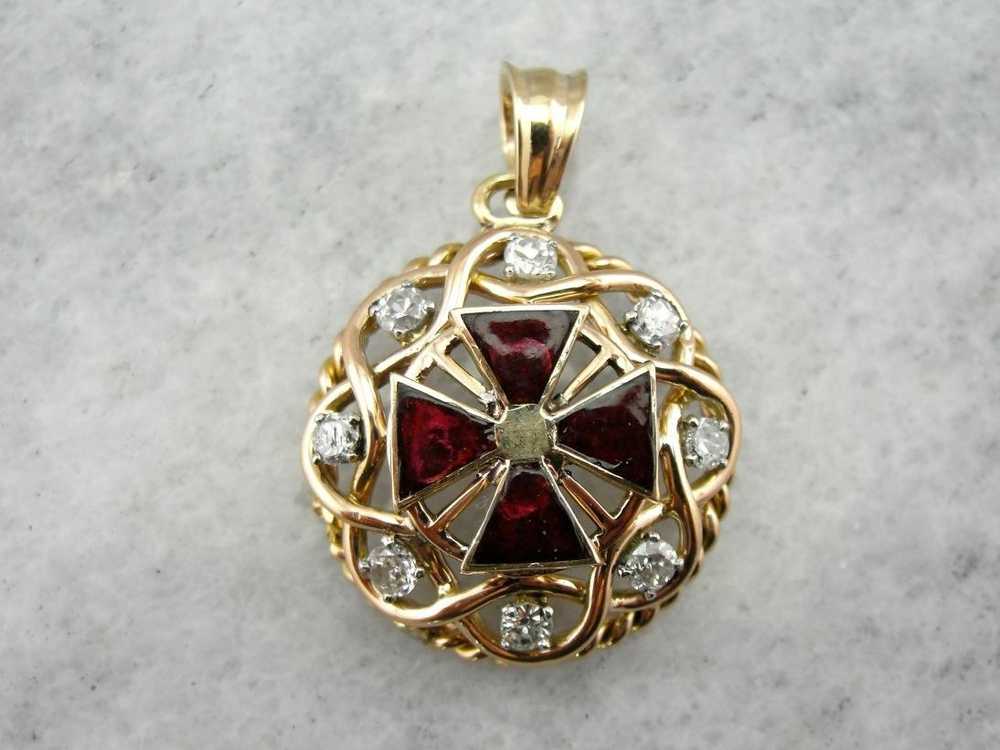 Ruby and Iron, a Vintage Enamel, Diamond and Gold… - image 2
