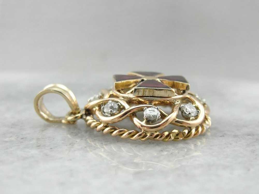 Ruby and Iron, a Vintage Enamel, Diamond and Gold… - image 3