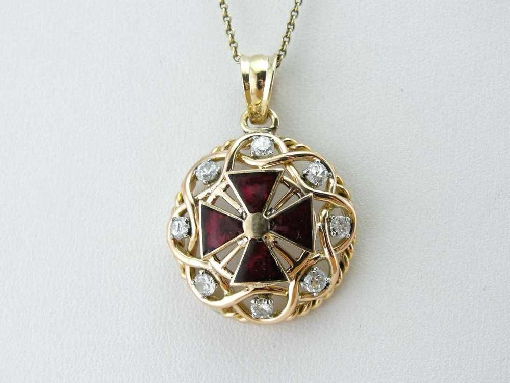 Ruby and Iron, a Vintage Enamel, Diamond and Gold… - image 5