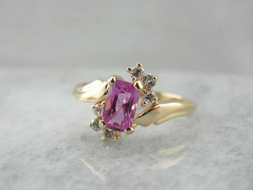 Pink Sapphire and Diamond Dinner Ring - image 1