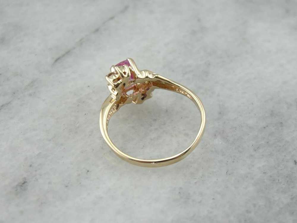 Pink Sapphire and Diamond Dinner Ring - image 2