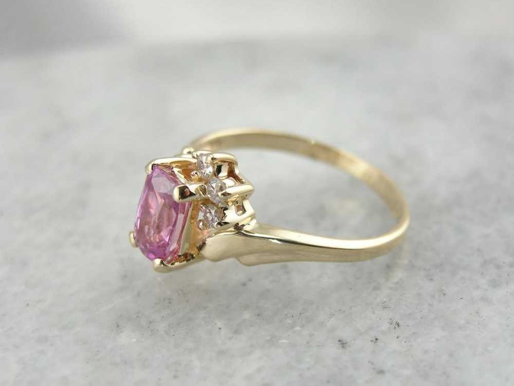 Pink Sapphire and Diamond Dinner Ring - image 3