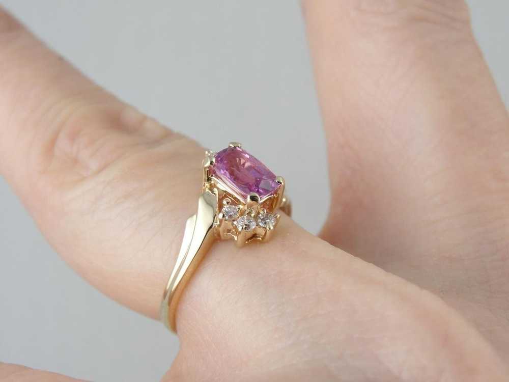 Pink Sapphire and Diamond Dinner Ring - image 4