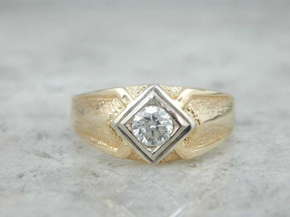 Vintage Men's Diamond Ring with Low Set Look - image 1