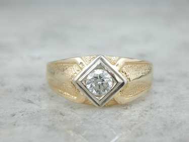 Vintage Men's Diamond Ring with Low Set Look - image 1