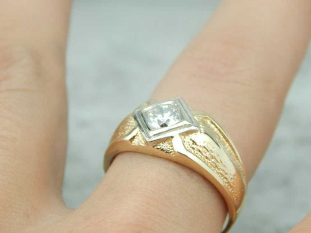 Vintage Men's Diamond Ring with Low Set Look - image 5