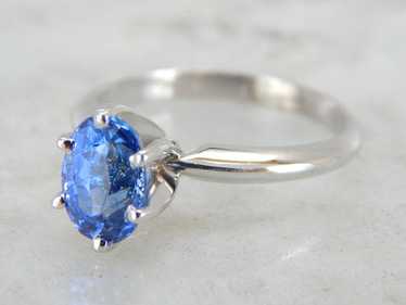 Stunning Oval Sapphire Solitaire Engagement Ring - image 1