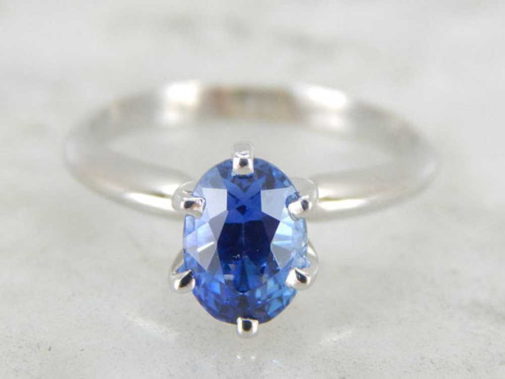 Stunning Oval Sapphire Solitaire Engagement Ring - image 2