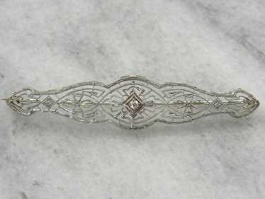 Antique Edwardian, Diamond Filigree Brooch - image 1