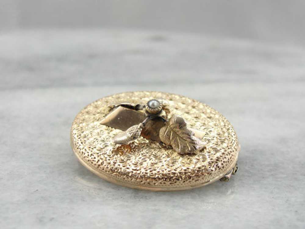 Victorian Acorn and Leaves Brooch with Seed Pearl… - image 2