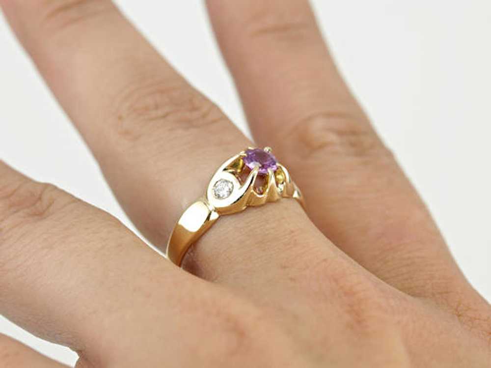 Pretty Lilac Sapphire and Diamond Ring in Modern … - image 5