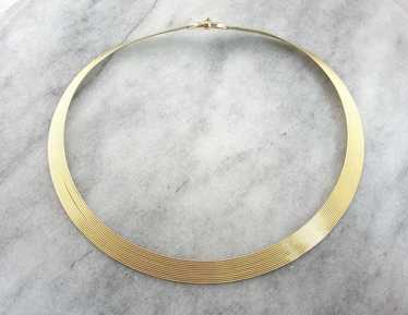 Reversible Italian Gold Collar Necklace, Vintage - image 1