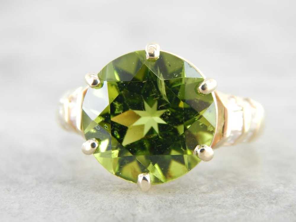 Collectors Quality Peridot and Baguette Diamond R… - image 2
