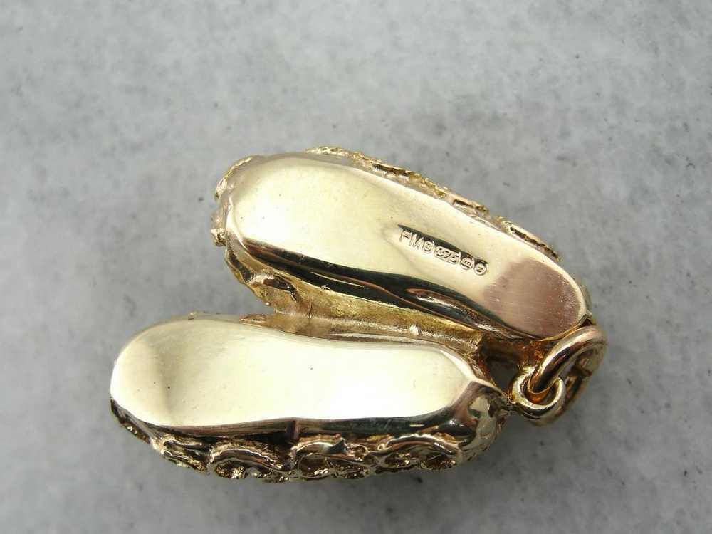 Ornate Gold Slippers Charm or Pendant - image 3
