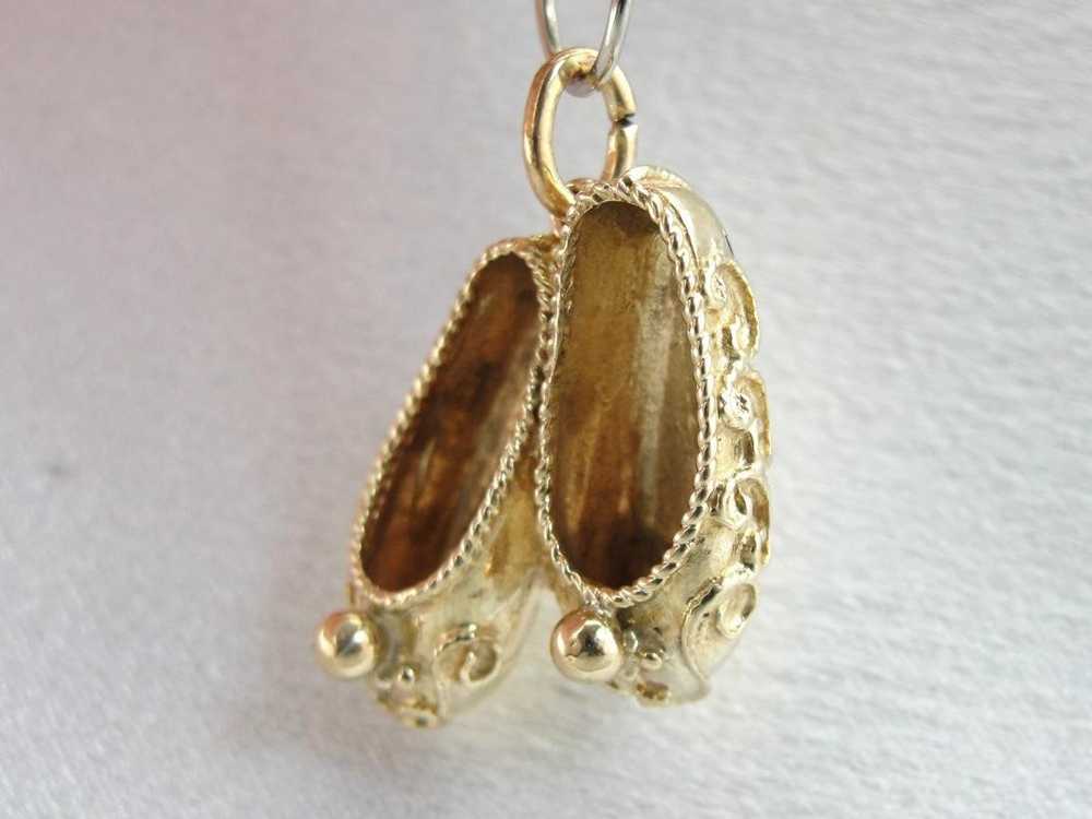Ornate Gold Slippers Charm or Pendant - image 5