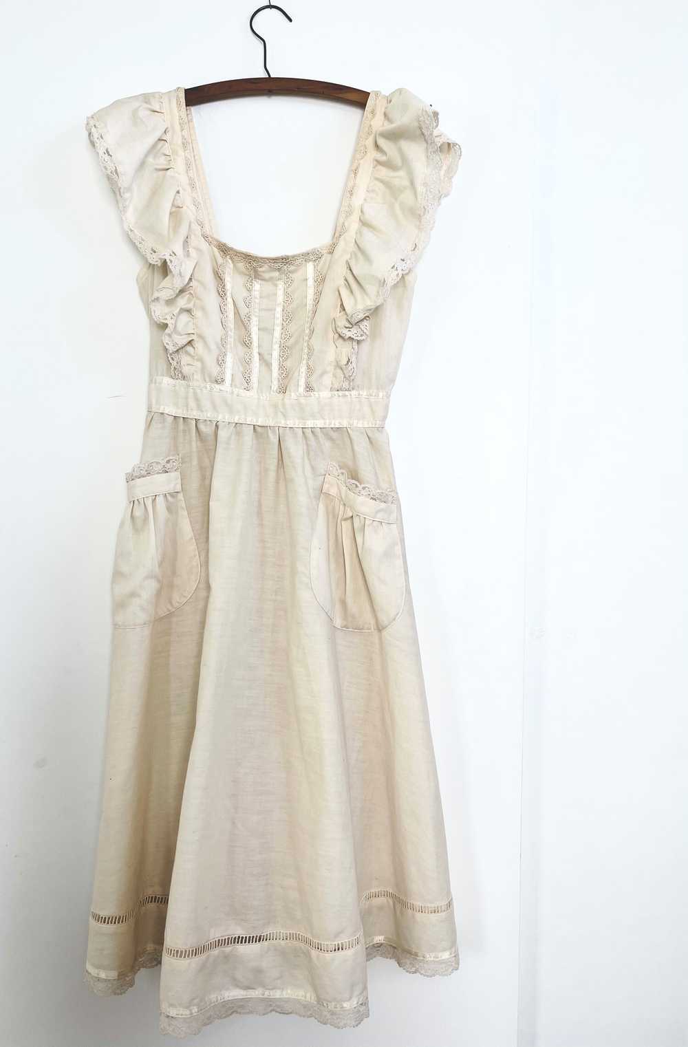 70s Cream Pinafore Dress - image 1