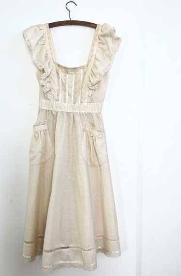 70s Cream Pinafore Dress