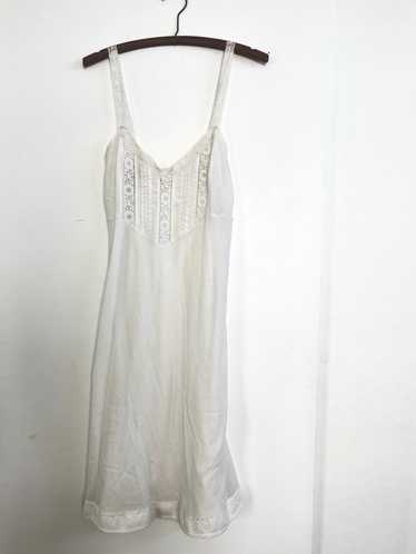 White Cotton Lace Slip Dress - image 1