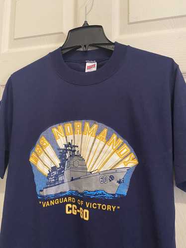 Vintage × War Vintage 80s USS Normandy Vanguard T… - image 1