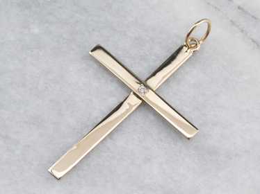 Large Diamond Cross Gold Pendant - image 1