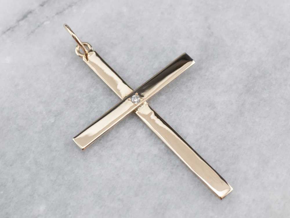 Large Diamond Cross Gold Pendant - image 2
