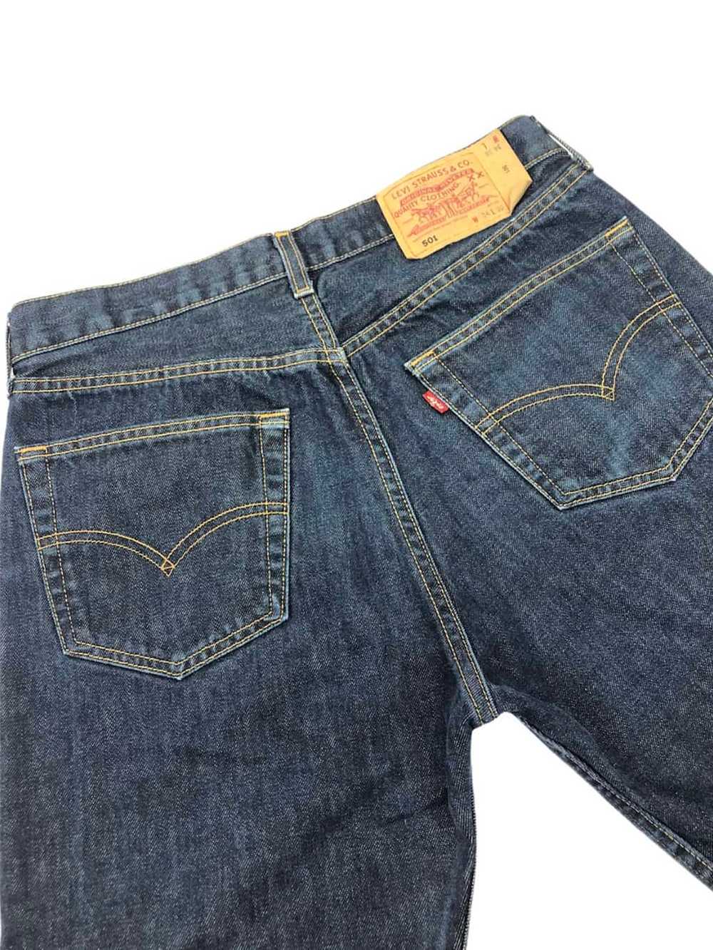 Y2K Dark Wash Mid Rise 501s Levis Jeans in Deep N… - image 6