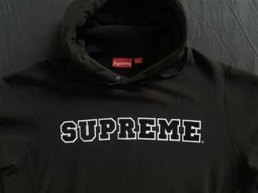 Supreme Cord Collegiate Logo Hooded Sweatshirt Black Large Rare