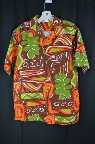 Hawaiian Shirt Vintage Tapa Tiki Barkcloth Hawaiia
