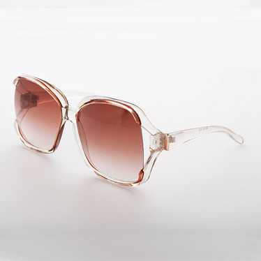 Oversized Square Clear Frame Vintage Sunglasses - 