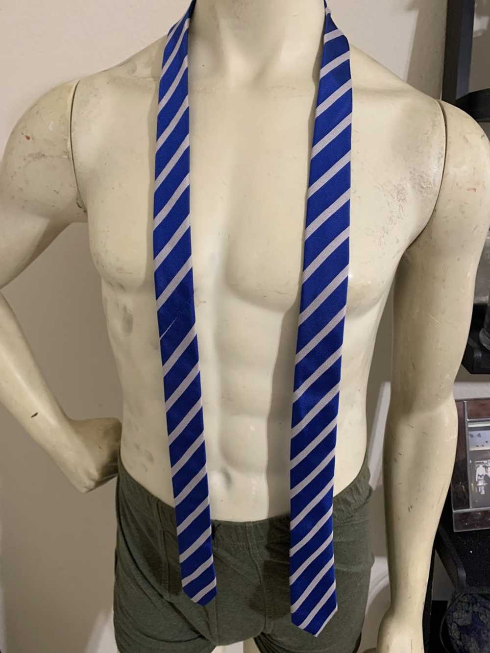 Zara Striped Silk/Cotton blend skinny tie - image 1