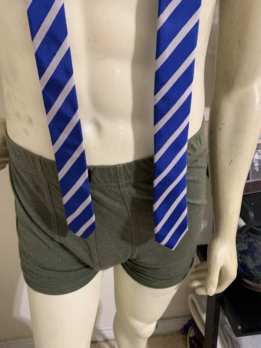 Zara Striped Silk/Cotton blend skinny tie - image 3