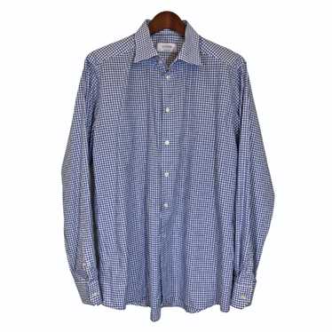 Eton ETON Blue White Plaid Checked Cotton Shirt Si