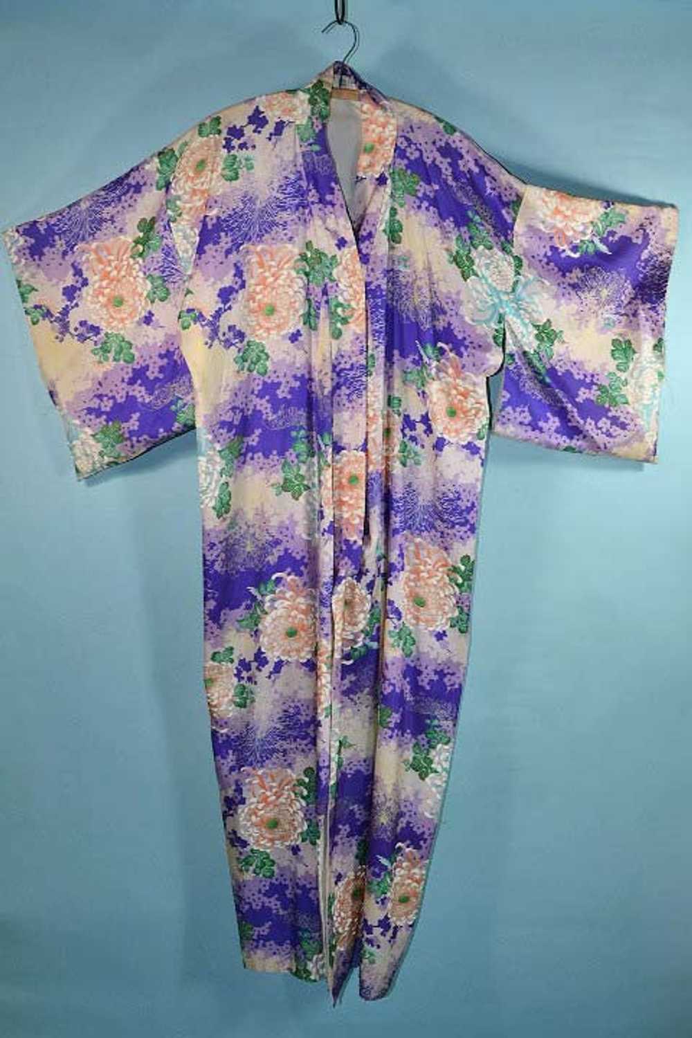 Vintage Lavender Silk Floral Japanese Kimono, Asi… - image 8