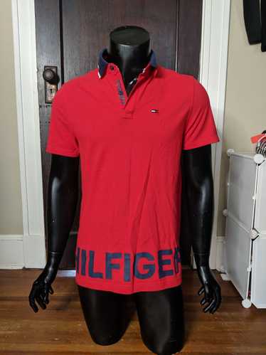 Tommy Hilfiger Red big logo print polo shirt