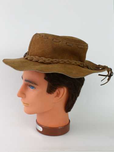 1960's Mexico Mens Suede Leather Hippie Hat