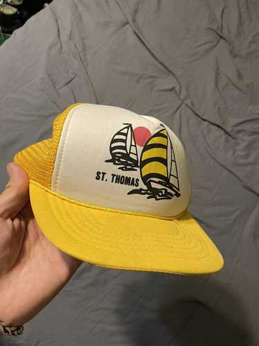 Vintage 1980’s St Thomas trucker beach hat chrome 