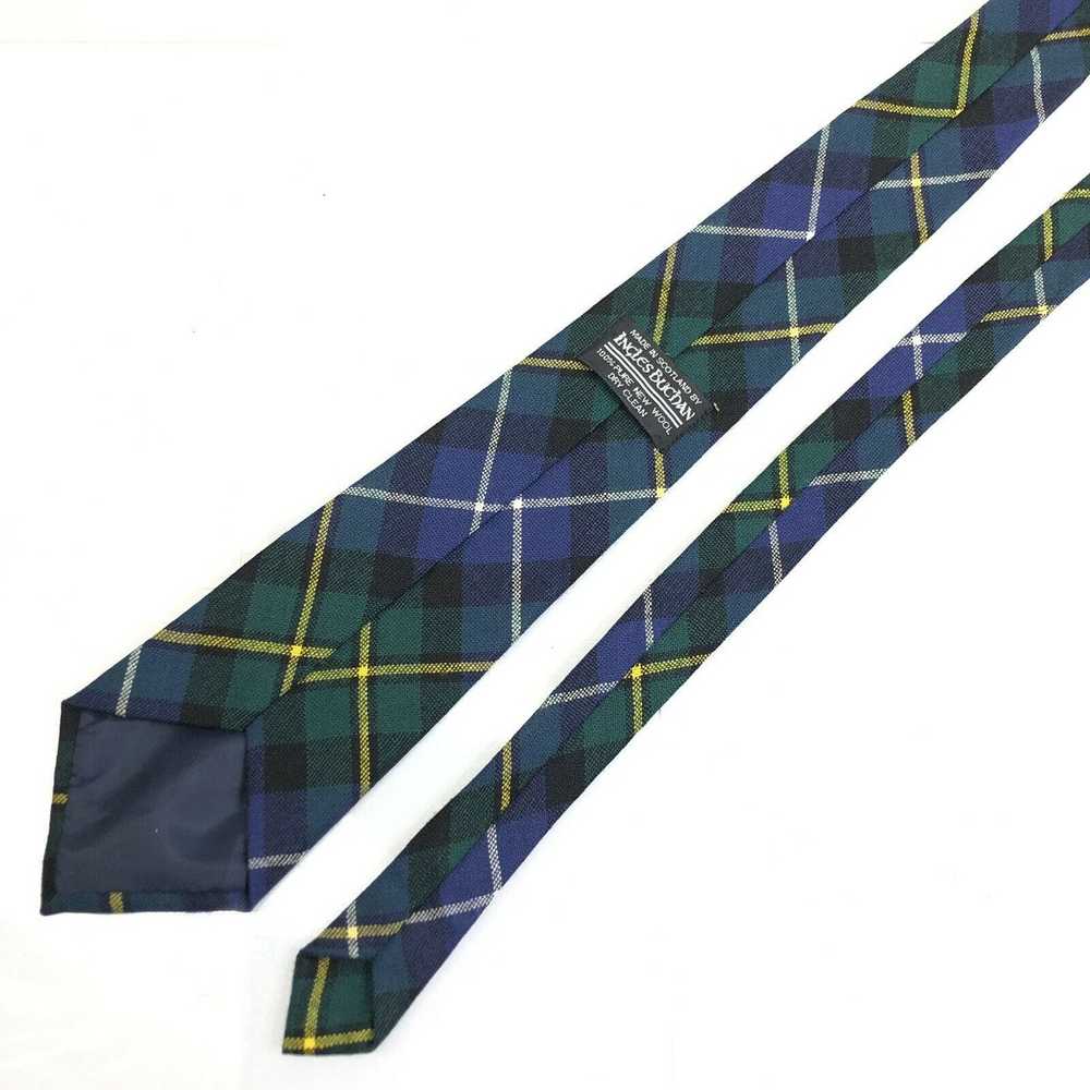 Vintage INGLES BUCHAN Tie Plaid Blue Green Yellow… - image 3
