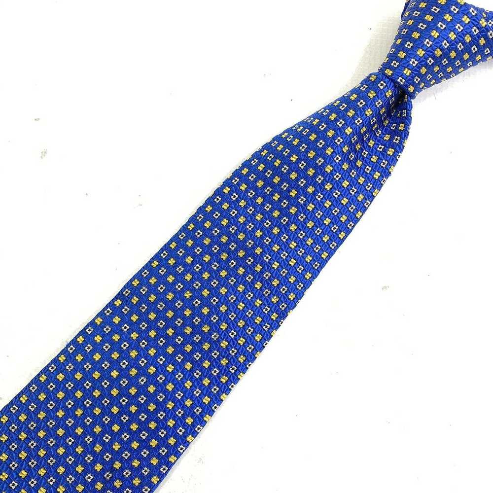 Pink PINK Macclesfield Blue Geometric Tie 100% Si… - image 1