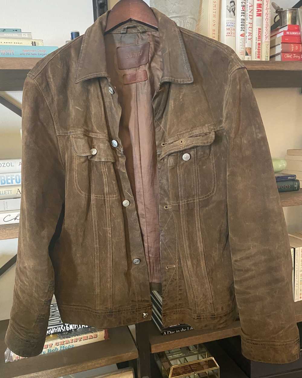 Jean Shop Brown Suede Leather denim style' Jacket - image 1