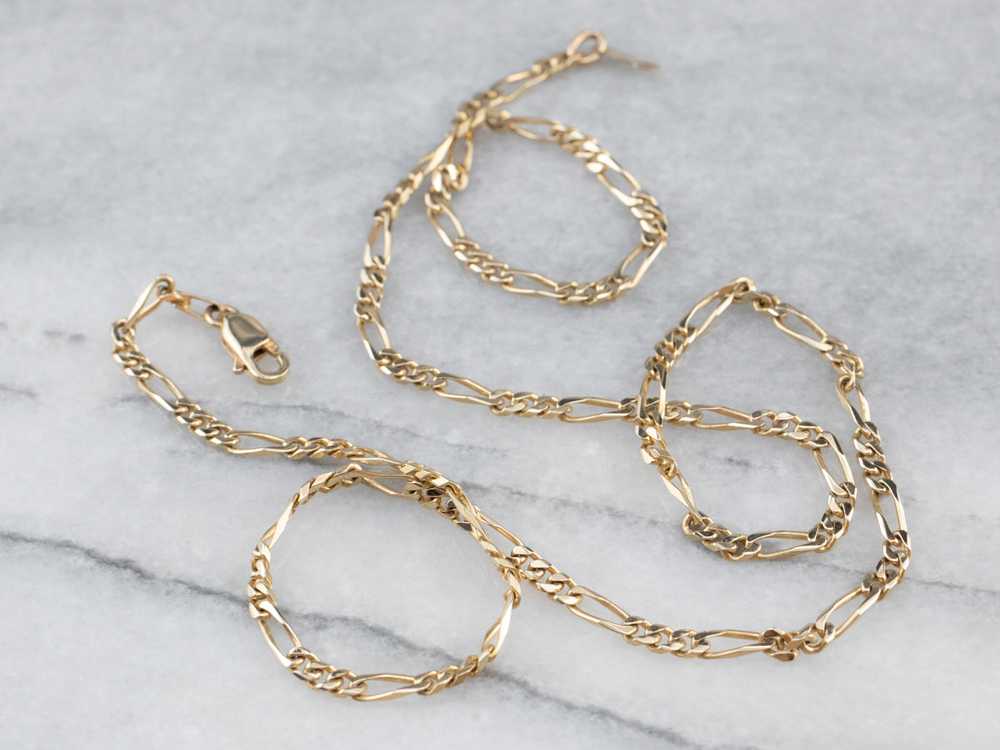 14K Gold Figaro Chain Necklace - image 2