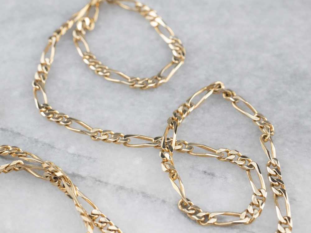 14K Gold Figaro Chain Necklace - image 3