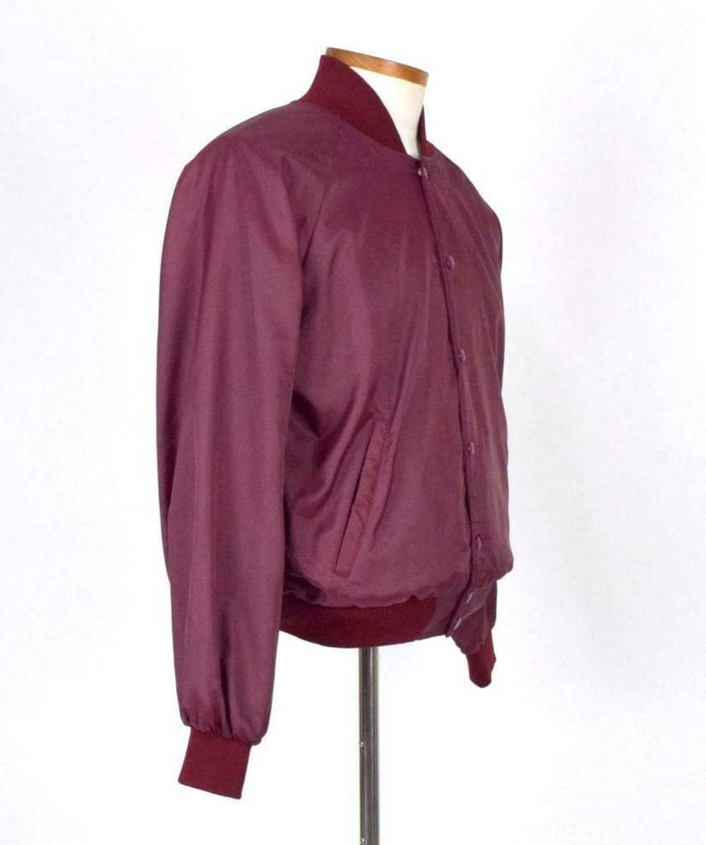 Vintage Vintage 80s Maroon Satin Jacket Snap Up W… - image 2