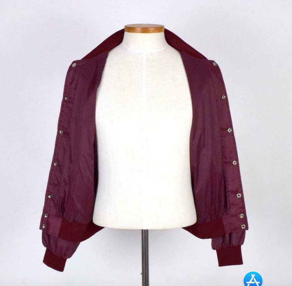 Vintage Vintage 80s Maroon Satin Jacket Snap Up W… - image 4