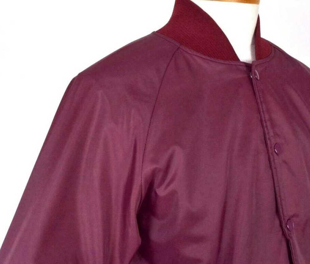 Vintage Vintage 80s Maroon Satin Jacket Snap Up W… - image 7