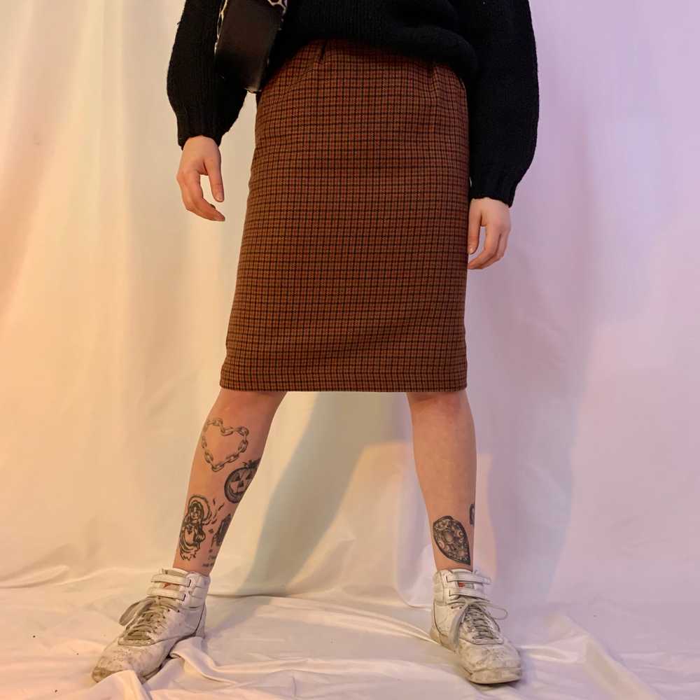 Plaid pleated + belted skirt - image 1