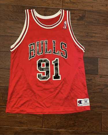 Authentic Dennis Rodman Champion Jersey 40 Medium Chicago Bulls Pinstripe  Jordan