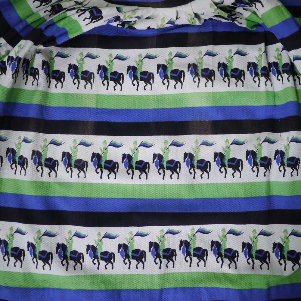50s NOVELTY HORSE RIDER BLUE AND GREEN STRIPE 50S… - image 12