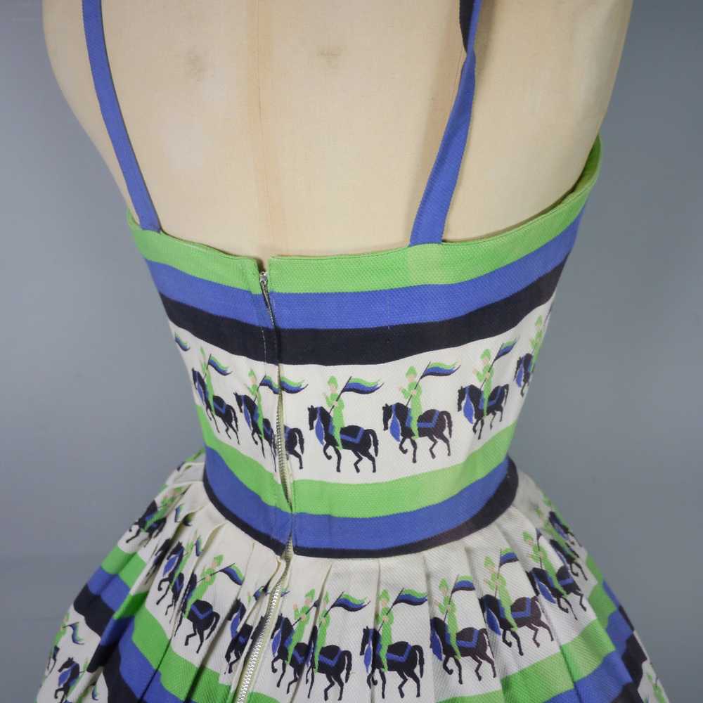 50s NOVELTY HORSE RIDER BLUE AND GREEN STRIPE 50S… - image 9