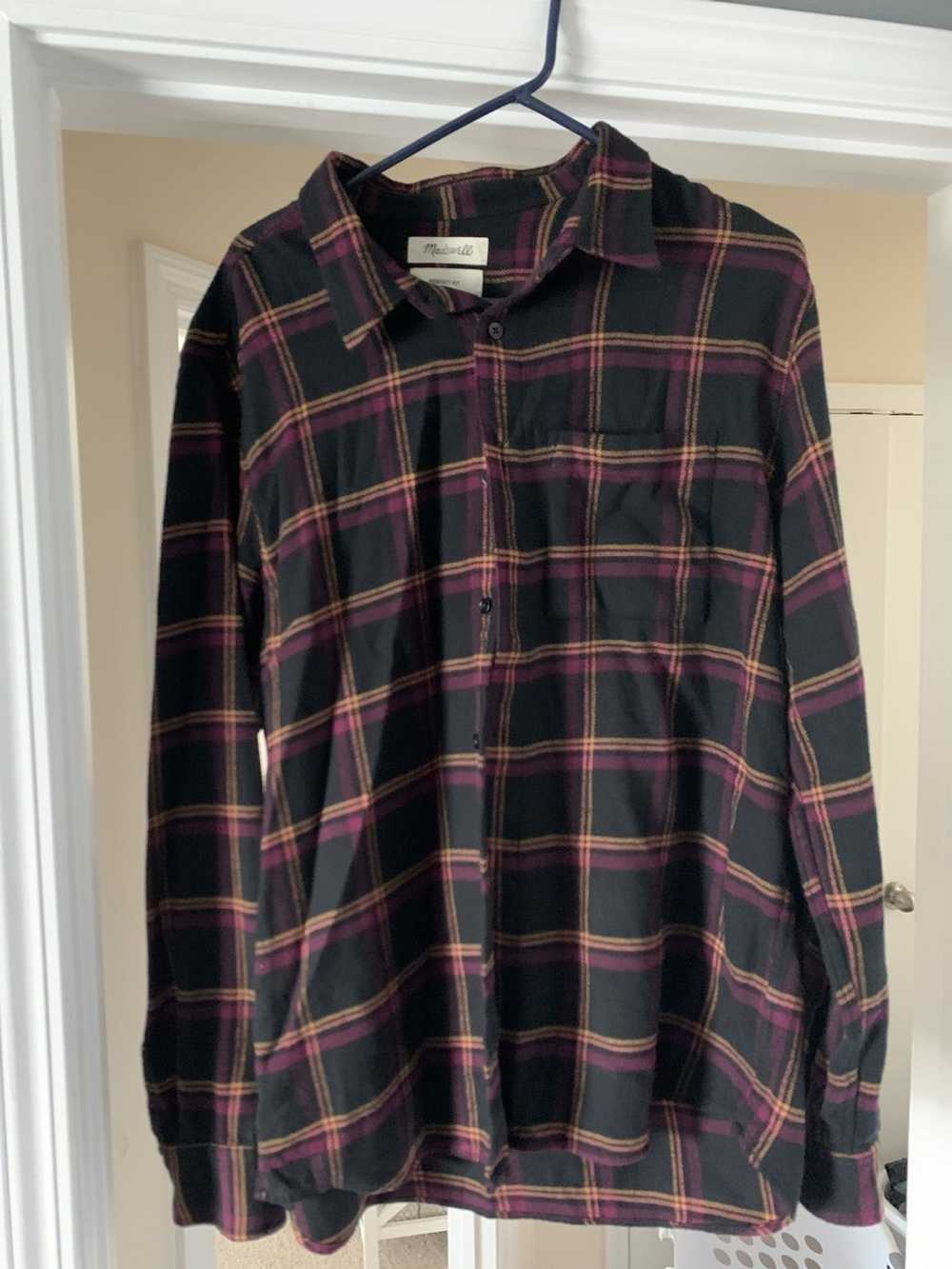 Madewell Black,Orange and purple Flannel - image 1