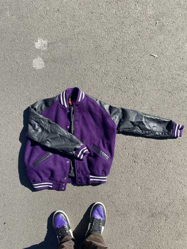 Purple × Varsity Jacket Purple varsity jacket